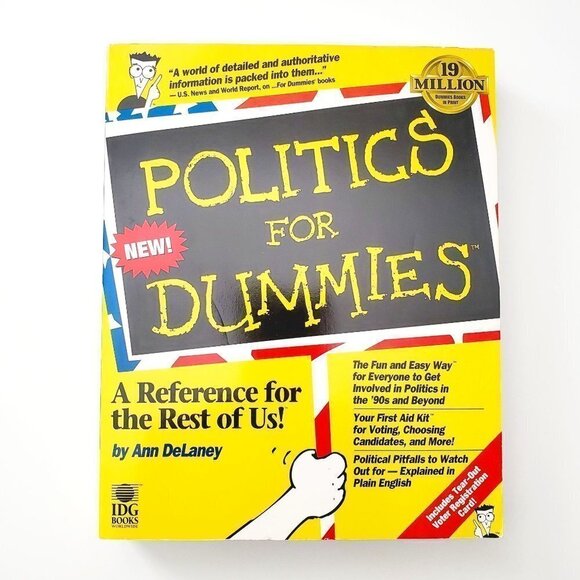 Vintage 90s Politics For Dummies By Ann DeLaney Paperback VGUC - Picture 1 of 3